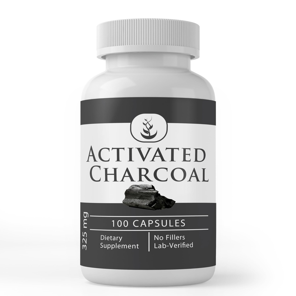 Ingredientes originales puros Charcoal activado, (100 cápsulas) Siempre puro, sin aditivos ni artillería, Lab Verified