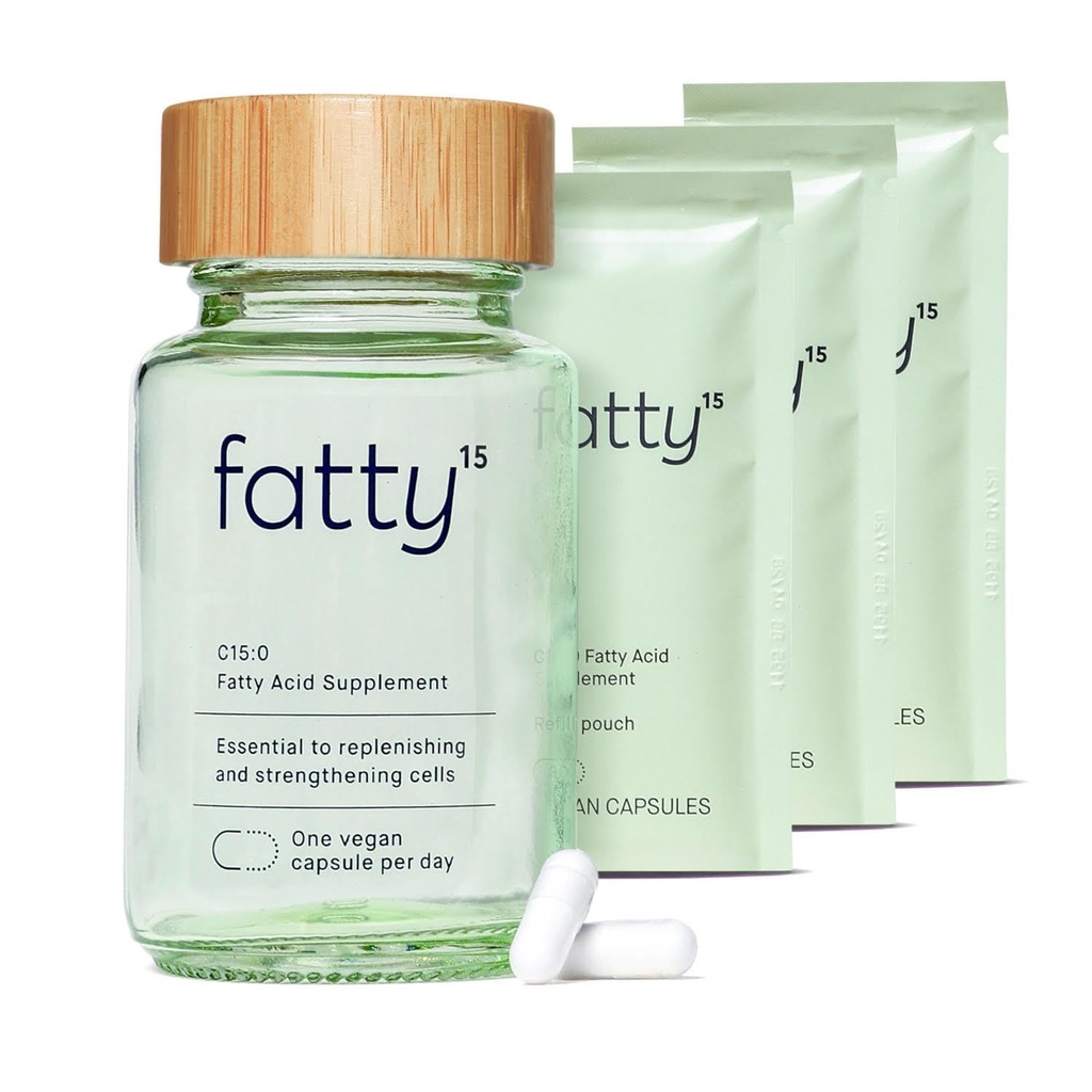 Fatty15 C15:0 Suplemento Ácido Pentadecanoico La longevidad Nutrient - 90 cápsulas Vegan - 3x Beneficios Celulares de aceite de pescado Omega 3 Suplementos - Gut Health, Liver Support, &amp; Mitocondrial Health