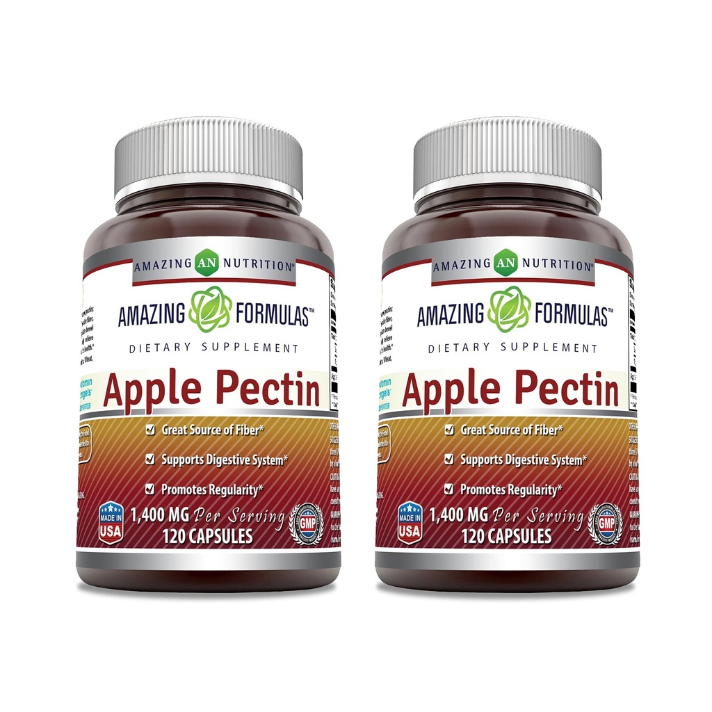 Fórmulas increíbles Apple Pectin 1400 mg Por Servir Suplemento Silencio Capsules Silencio No Gluten Libre Silencio Hecho en EE.UU. (120 Conde Silencio 2 Pack)