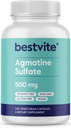 Sulfato Agmatine BestVITE 500mg (240 cápsulas vegetarianas) - No Stearates - Vegan - No GMO - Gluten Gratis