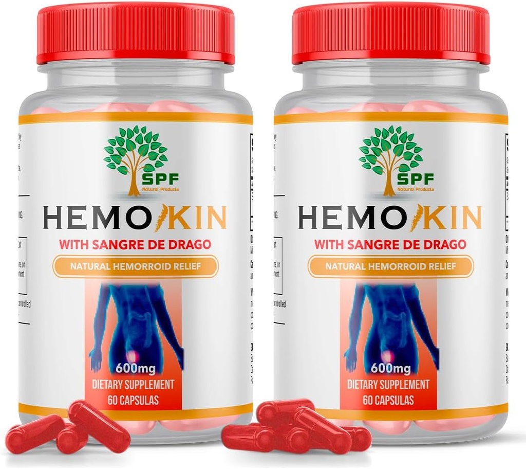 SPF HEMOKIN con Sangre de Drago – Hemorrhoid y Fissure Relief Suplemento, Ayuda con Itching, Swelling (60 Caps) Productos naturales. (2)