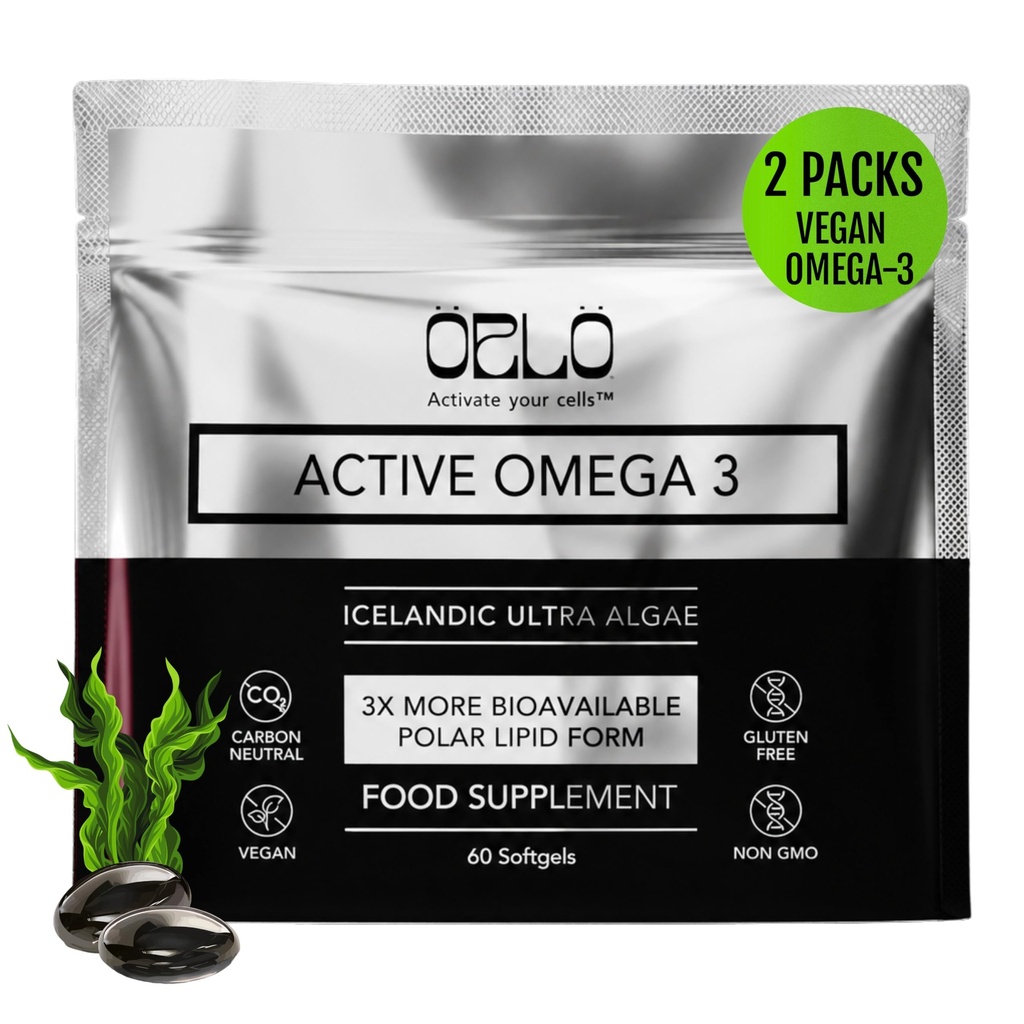 Orlo Omega 3 – Vegan Omega-3 Suplemento (EPA ' DHA) – Extra Strength Fish Oil & Krill Alternative from Algae Oil (120 Mini Burpless Softgels)