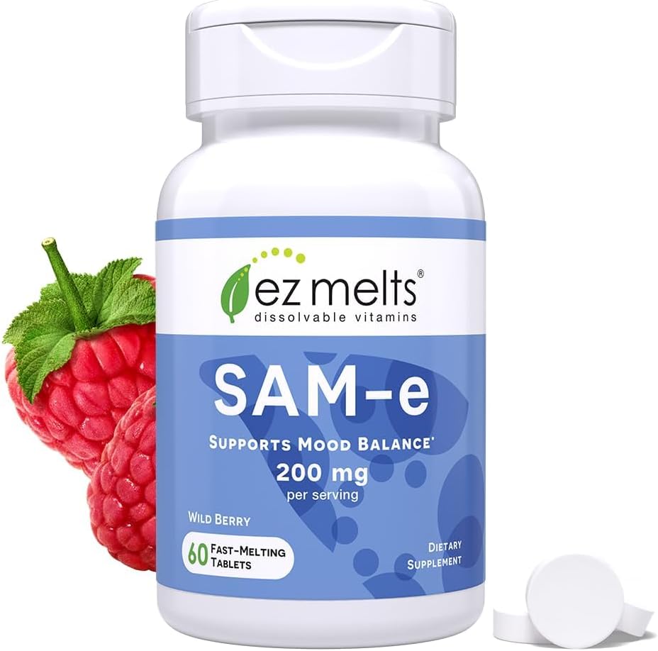 EZ Melts Dissolvable SAM-e Suplemento 200 mg, sin azúcar, 1 mes de suministro - 1 paquete