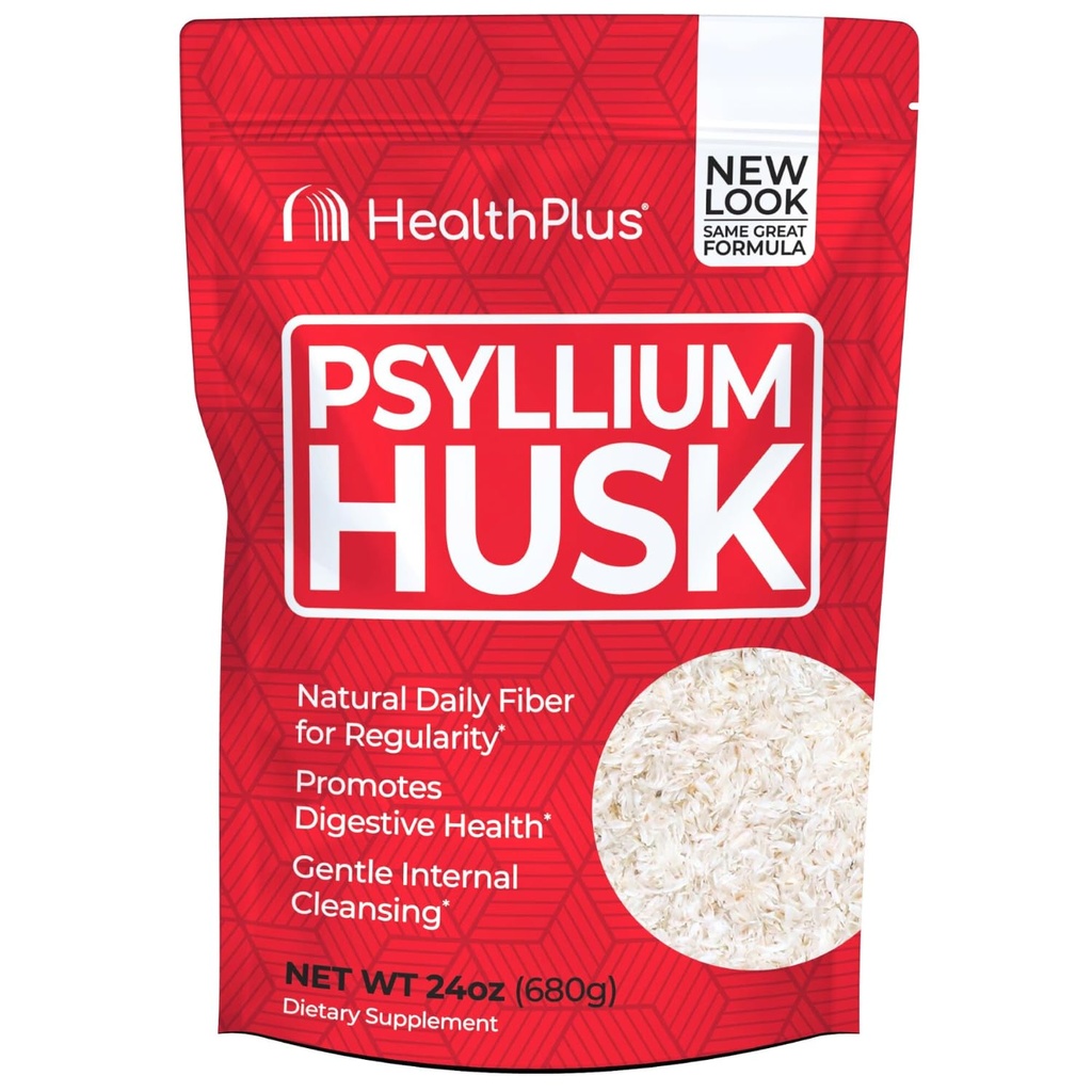 Salud Plus, Psyllium Husk, 24 oz, 96 Servimientos - Detox natural, Suplemento diario de fibra dietética, Alivio del estreñimiento, Limpiador suave, Keto Baking