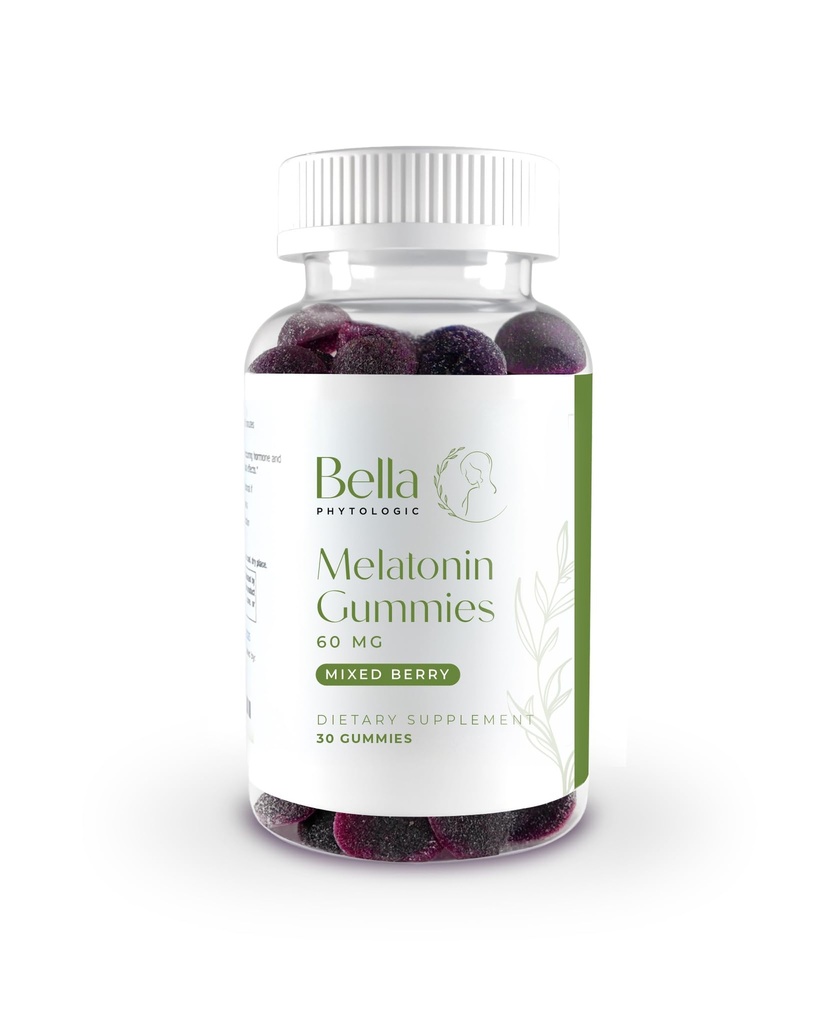 Bella High Dosificación Melatonin Gummies ← 60mg Por Serving  durable Natural Strawberry, Elderberry & Blueberry Flavor ← Potent Extra Strength High-Dose Formulation