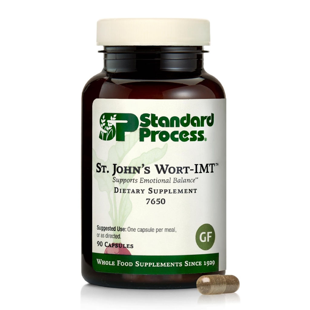 Standard Process St. John's Wort-IMT - Suplemento herbal para el alivio del estrés del sueño - Soportes Balance & Relax - Non-Dairy, Non-Soy & Gluten-Free - 90 cápsulas
