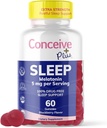 CONCEIVE PLUS Sleep Aid Gummy, 5 mg Melatonin, soporta el sueño profundo, el sueño no codo - Delicioso BlackBerry Flavor - No GMO Gluten-Free 60 Gummies