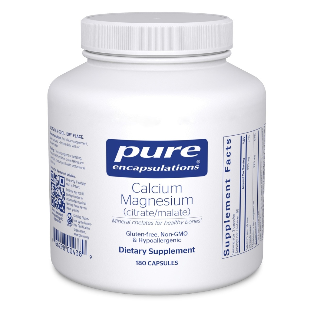 Pure Encapsulations Calcium Magnesium (Citrate/Malate) tención Suplemento para apoyar la salud ósea y cardiovascular* tención 180 Capsules