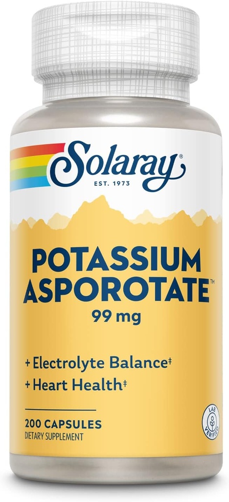 Solaray Potasio Asporotate Suplemento, 99 mg tención 200 Conde