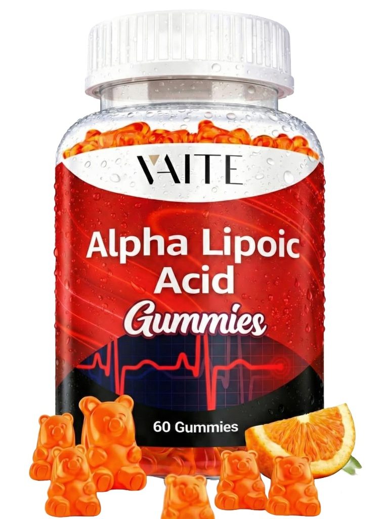 VAITE Alpha Lipoic Acid Gummies 1000mg, ALA Supplement for Brain & Nerve Support, Antioxidant, Energy – Non-GMO, Vegan, Gluten-Free – 60 Chewables for Vitality and Comfort for Men & Women