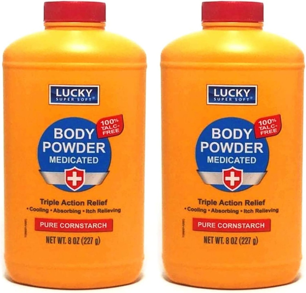 2 pc Body Powder Medicated 8 oz Silencio Triple Acción Alivio 100% Talc-Free Silencio Cuerpo Polvo para el Sudor de olor corporal &amp; Moisture TEN Medicated Protecting Powder