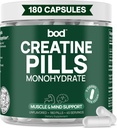 Goba Tea BOD Creatine Monohydrate Pills for Muscle Support, Vegan Pre o Post-Workout Creatine Capsules for Women and Men, 5g Micronized & Instantized, Creatina Monohidratada, 180 cápsulas