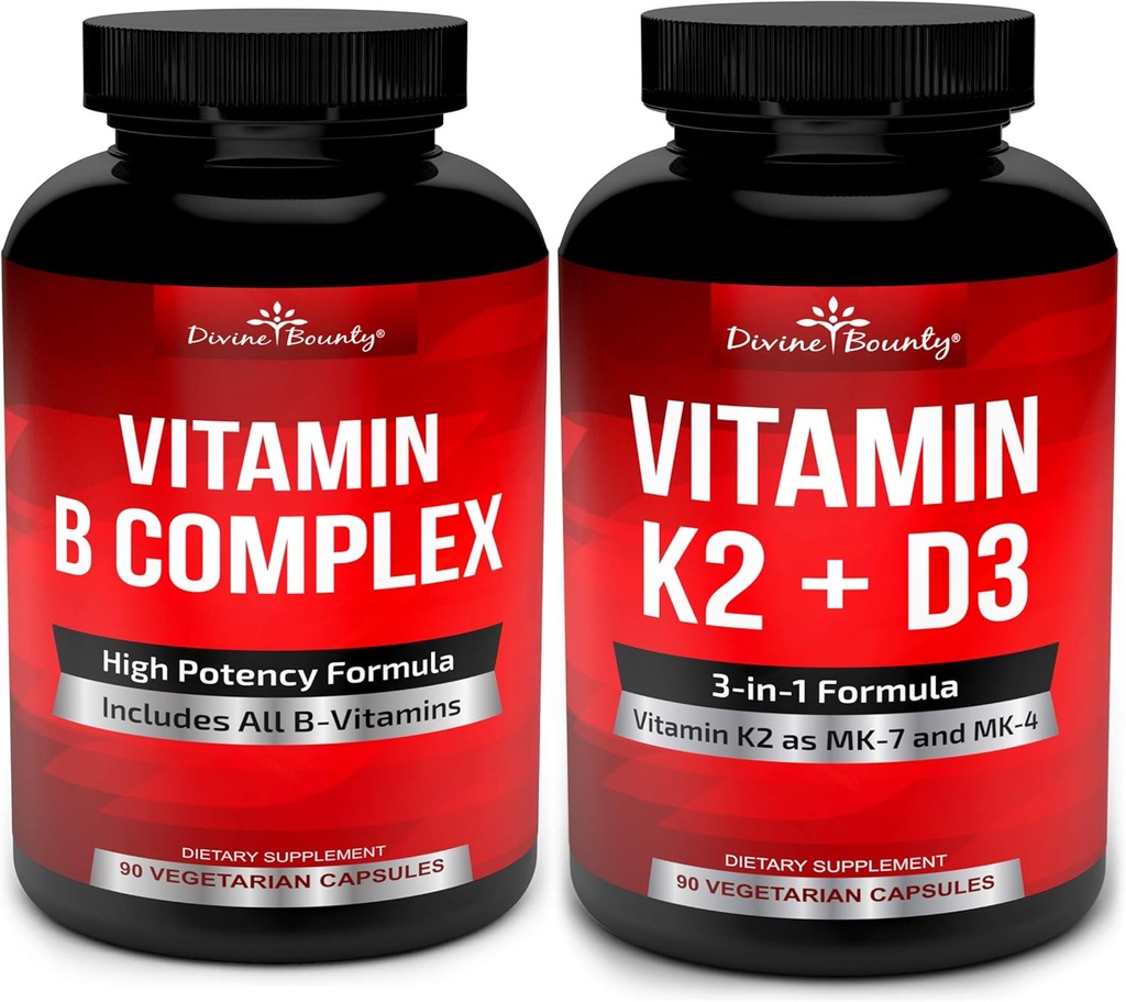 Complejo de la recompensa divina Super B Vitaminas & Vitamina K2 con D3 Bundle