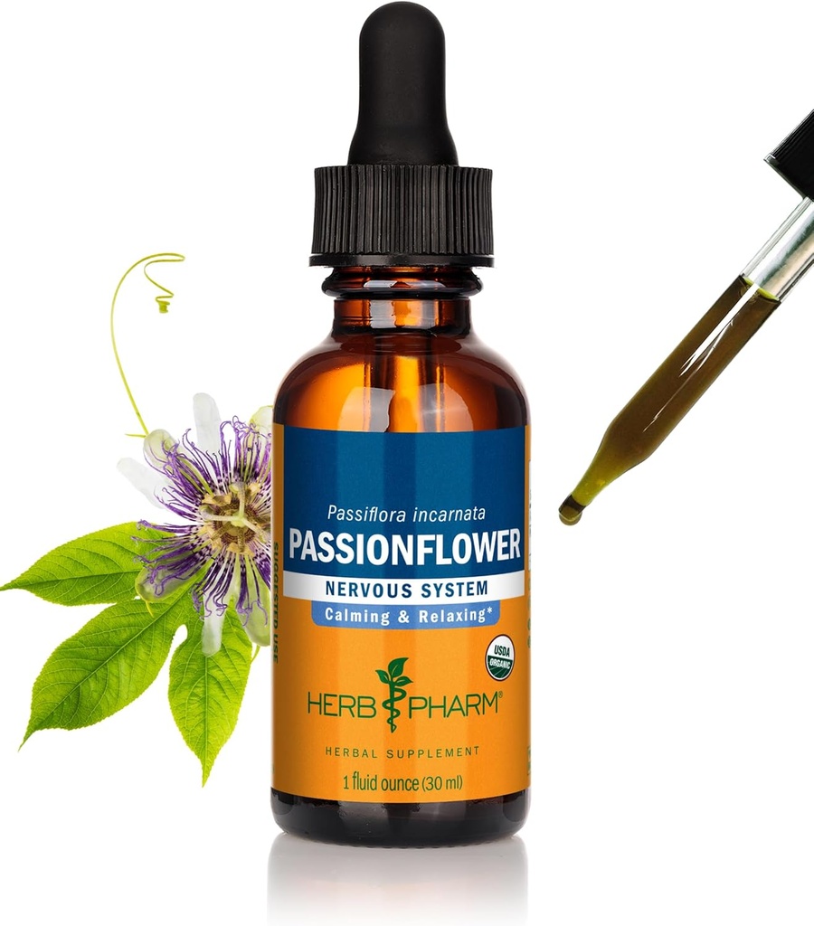 Herb Pharm Certified Orgánica Passionflower Extract for Mild and Occasional Anxiety - 1 Ounce