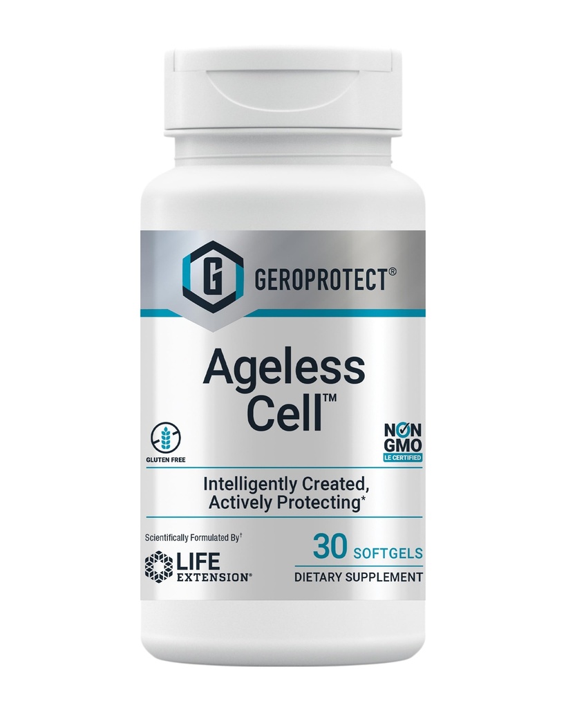 Extensión de vida GEROPROTECT® Ageless CellTM, Cellular Health, Healthy Aging, Vitamin E, N-Acetyl-L-cysteine, Green Tea Extract, myricetin, Gluten Free, Non-GMO, 30 softgels