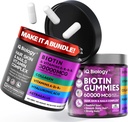 Biotin Hair Growth Bundle - Biotin Vitamins & Keratin Capsules + Peluquería Gummies con Collagen & Astragalus - Peluquería de uñas Vitaminas para Mujeres y Hombres ← 60 Caps + 60 Gummies