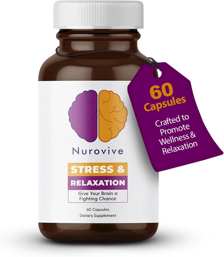 Relajación del estrés, Suplemento de enfoque mental, cápsulas de limón con Ashwagandha para hombres/mujeres, soporte de bienestar diario, píldoras Ashwagandha con Ginseng, manzanilla &amp; Más, 60 cápsulas