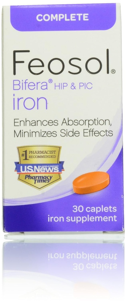 Feosol Completo con carcasas de hierro Bifera 30ct