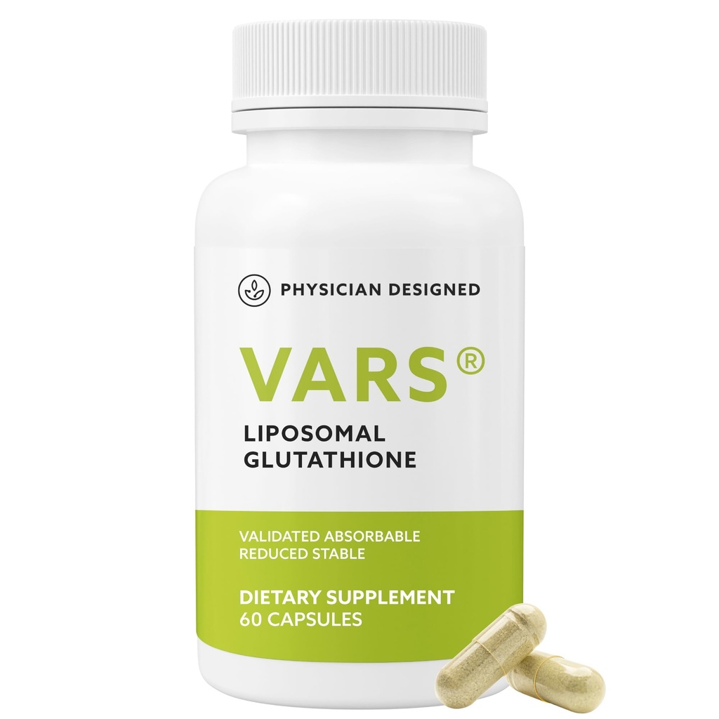 Physician Designed VARS Liposomal Glutathione Capsules - Patented Antioxidant Liquid Dietary Supplement, Anti-Aging, Detoxification, Fortify Immune System, Energy Management Skin Brightening, 60 cuentan