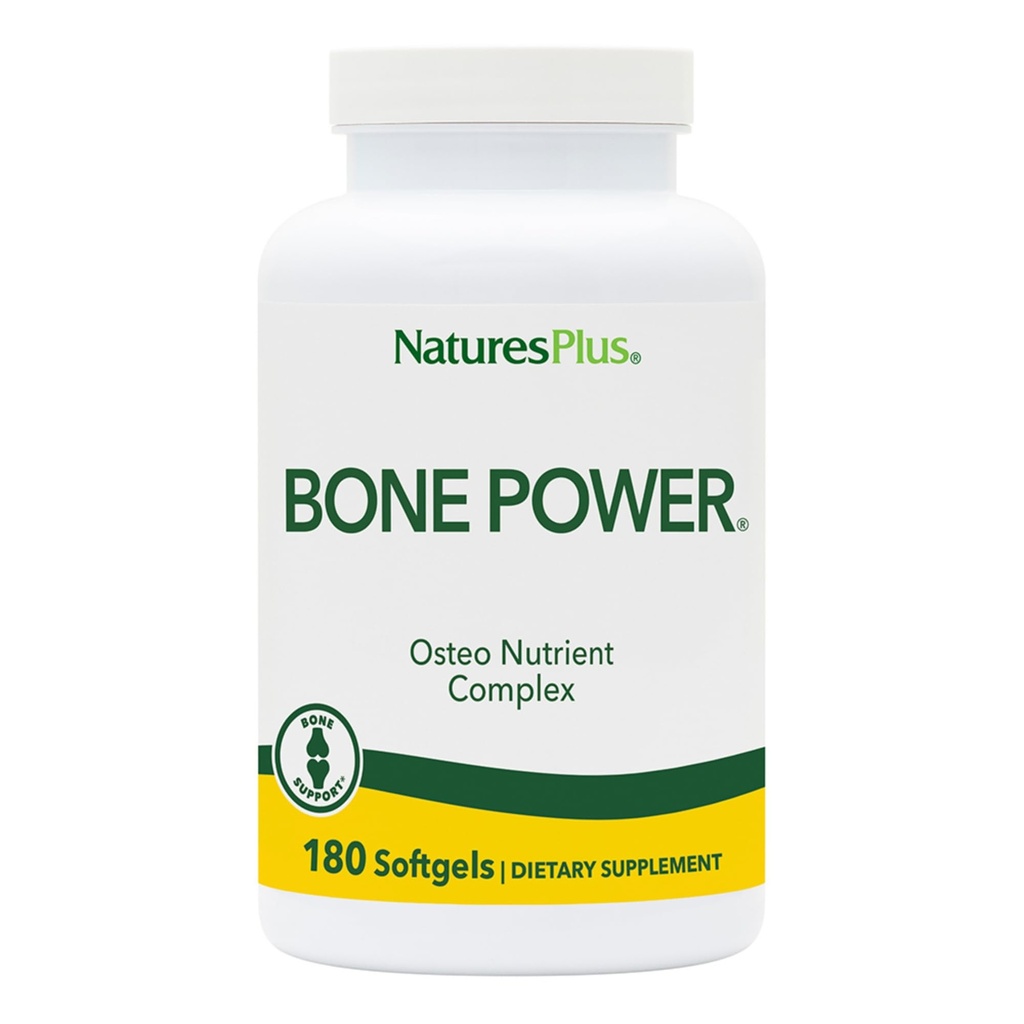 Natures Plus Bone Power con Boron - 1000 mg Calcio, 180 Softgels - Bono &amp; Suplemento de Soporte Conjunto, Calcio líquido para la absorción máxima - leche libre, sin gluten - 45 Servimientos