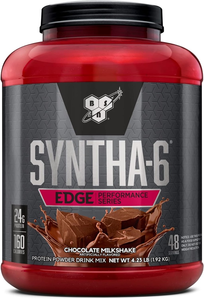 BSN SYNTHA-6 EDGE Protein Powder, con Hidrolyzed Whey, Micellar Casein, Milk Protein Isolate, Low Sugar, 24g Protein, Chocolate Milkshake, 48 Serviciones