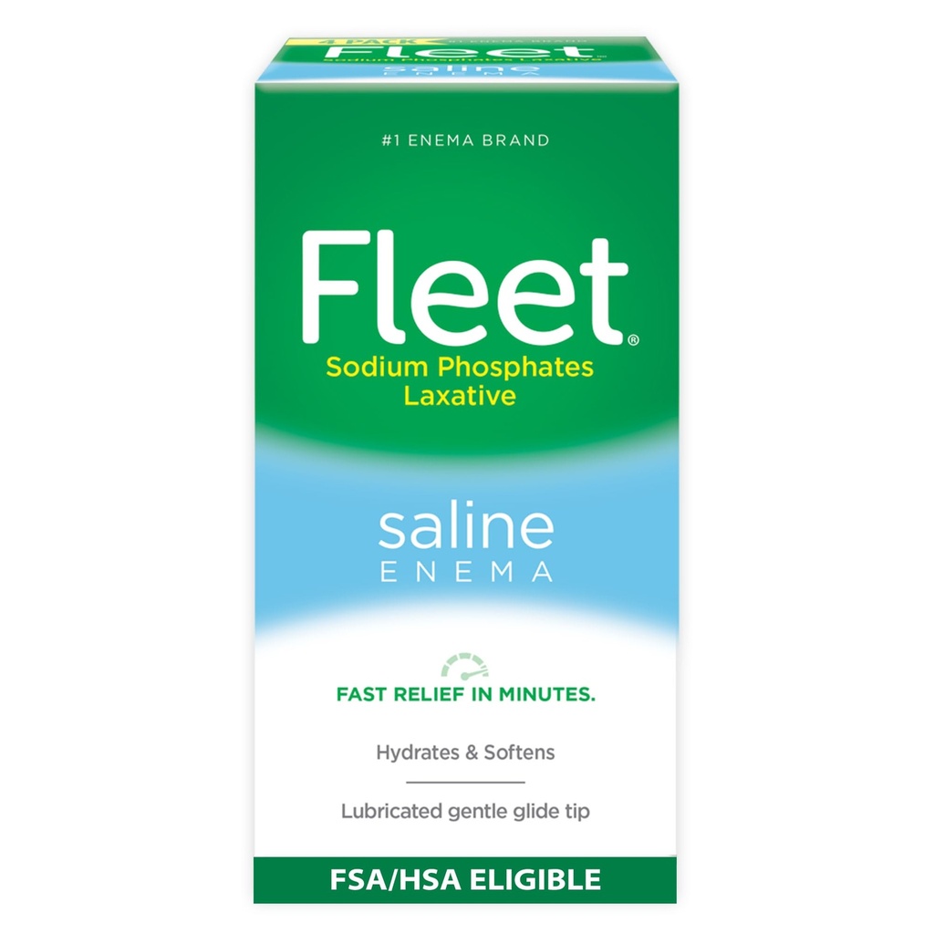 Fleet Laxative Saline Enema for Adult Constipation, 4.5 fl oz, 4 Botellas