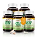 Cápsulas de ajo sin olor de Lovita, 5000mg Equivalente de ajo fresco, 1.25% Extracto de Allicin, soporta el corazón, presión sanguínea, sistema de colesterol, no GMO, libre de gluten, 300 cápsulas veganas