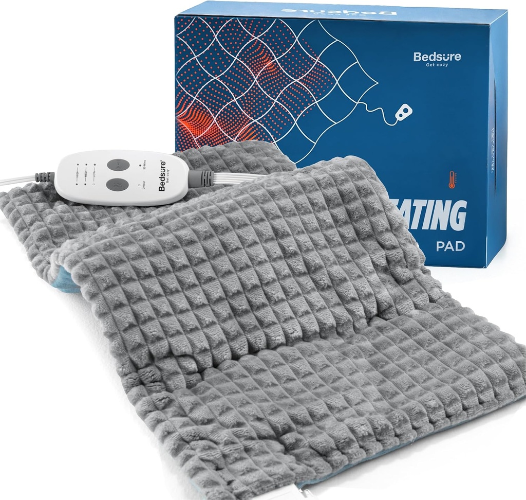 Camara de Calefacción para Neck y Hombros y Retrocede, Pad Calentada con Vibración, FSA Artículos Elegibles, Regalos de Cumpleaños para Mujeres Hombres Mamá, Auto Shut Off, 5lbs 12" x 24", Grey