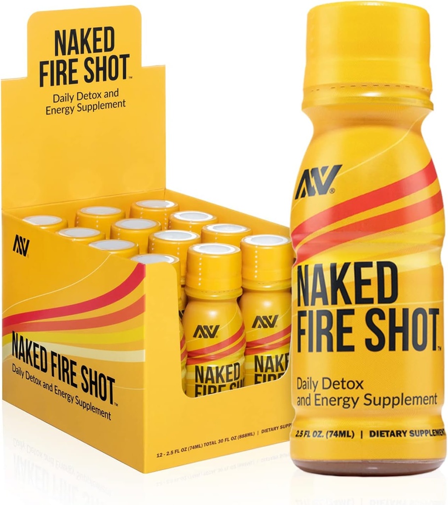 Nutrición NAKED Incendios desnudos - Zapatos de energía natural, raíz de jengibre, vinagre de manzana cruda, ginseng orgánico " Ashwagandha, Detox, zapatos de bienestar energético - 2.5Oz, 12 Pack