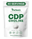 Purisure CDP Choline Powder, 10g, CDP Choline Supplements That Support Atención, Focus, y Energía, Citicoline Powder for Cognitive Function, Increases Motivation and Productivity, 40 Servings
