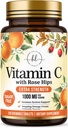 Vitamina C Suplemento 1000mg - Extra Fuerza con Rose Hips Bioflavonoids - Sugar Vitamina C Píldoras Chewable, Vit C de la Naturaleza para Apoyo Inmunitario y Protección Antioxidante - 120 Tabletas Chewable