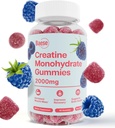 Cretina Monohydrate Gummies for Men & Women - High Purity Sour Blue Raspberry- Chewable Creatine Infused Gummy for Muscle Strength & Energy Boost, Bioavailable Pre-Workout Suplemento
