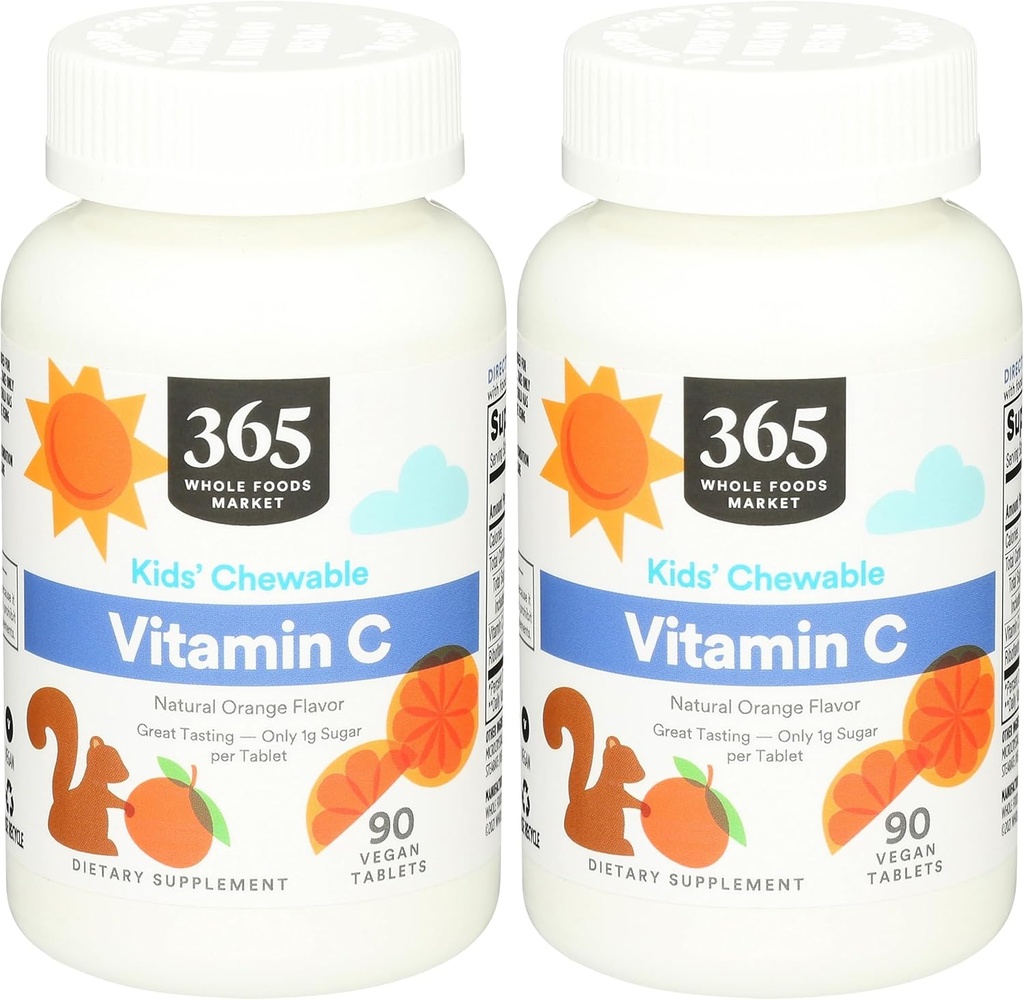 365 por Whole Foods Market, Kids Essentials Chewable Vitamin C, 90 Cuenta (Pack of 2)