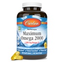 Carlson - Máximo Omega 2000, 2000 mg Omega-3s, Corazón saludable, Función cerebral & Vision Support, Lemon, 90 geles blandos