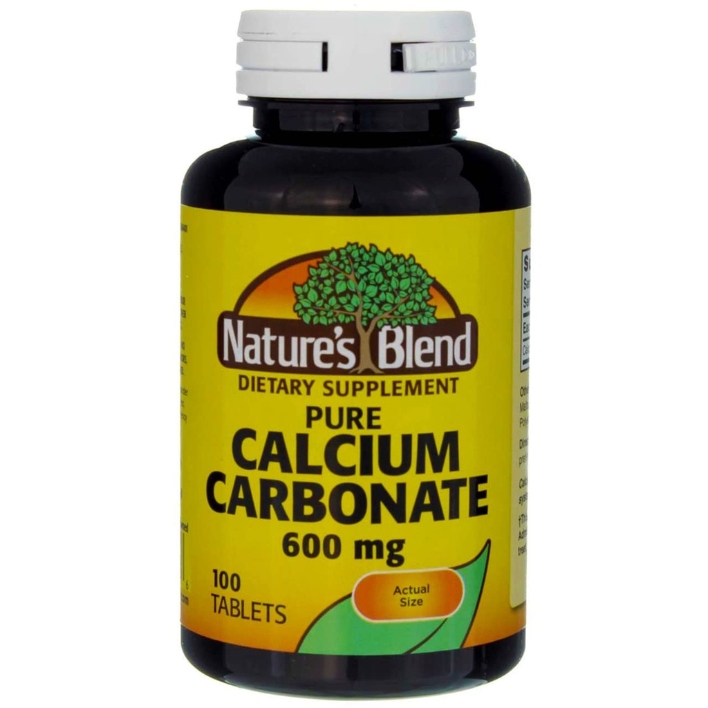 Blend Calcium Carbonate 600mg Tablets 100 ct (paquete de 2)