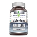 Fórmulas asombrosas Suplemento Selenium tención 100 Mcg Por Serving Silencio 250 Tablets ← No-GMO Silencio Gluten Free ← Made in USA