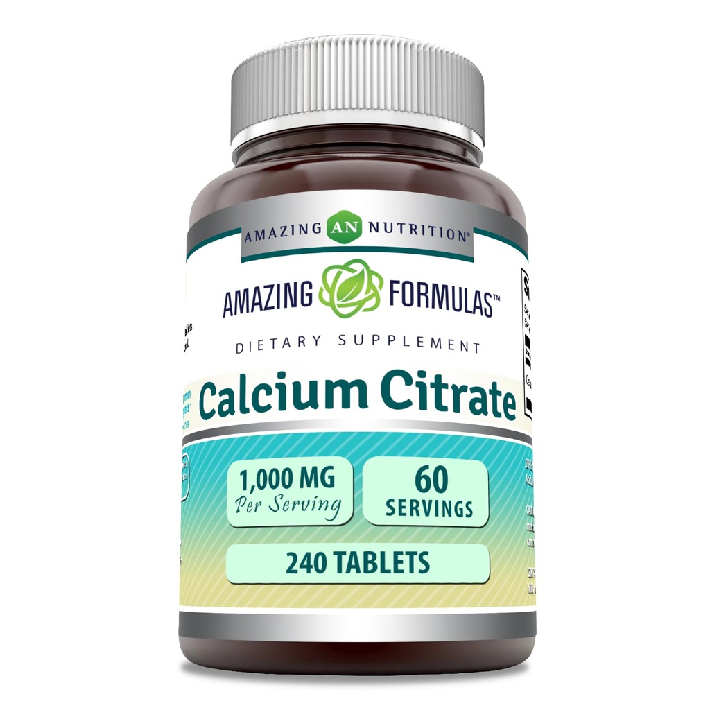 Fórmulas increíbles Citrate de calcio 1000 Mg ← Tablets Suplemento No-GMO TENIDO Gluten-Free TEN Made in USA (1 Pack TEN 240 Count)