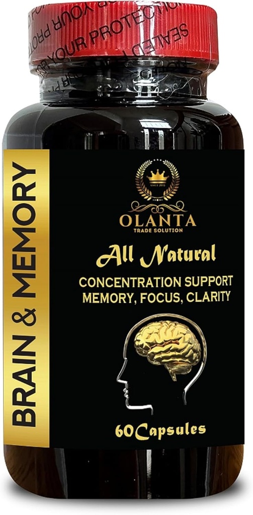Suplemento de memoria de cerebro - Soporte Foco de apoyo Suplemento para cerebro, apoyo mejora la función cerebral y memoria, píldoras de apoyo de salud cerebral - 1 botella 60 cápsulas