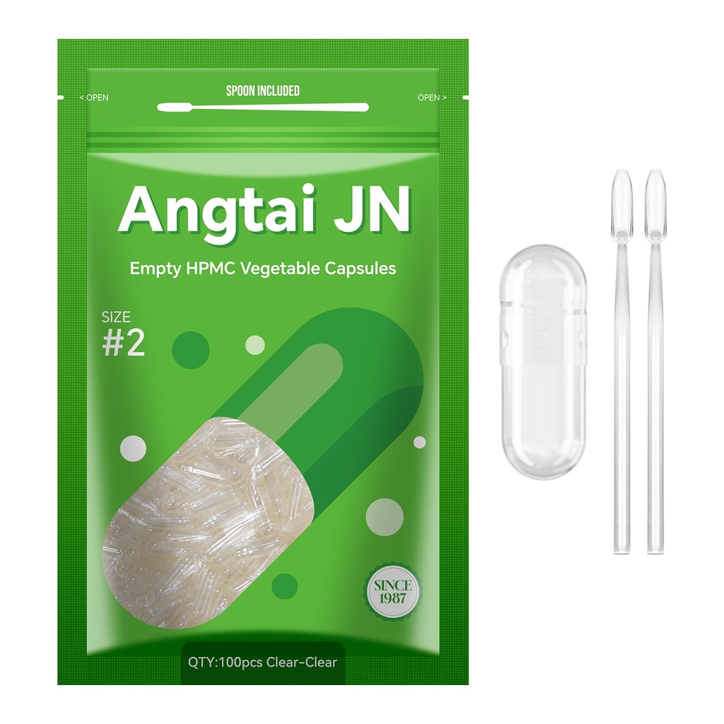 Cápsulas de vacío vegano Tamaño 2 Planta despejada (100 Conde) Gluten Free, Non-GMO, Halal Certified Caps Kit de llenado con 2 cucharas para DIY vegetariano Sus propios Suplementos