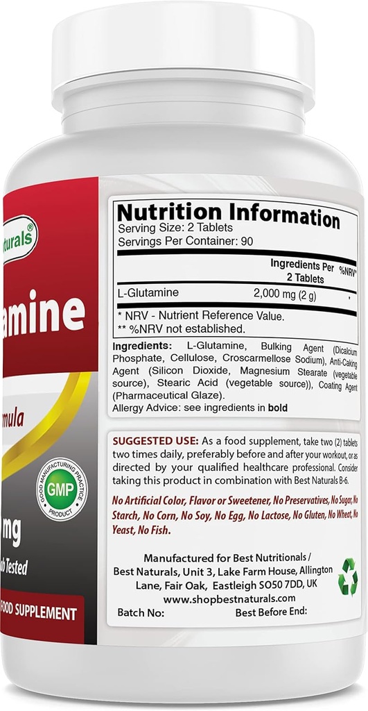 Best Naturals L-Glutamine 1000 mg & Ashwagandha Extract 500 Mg