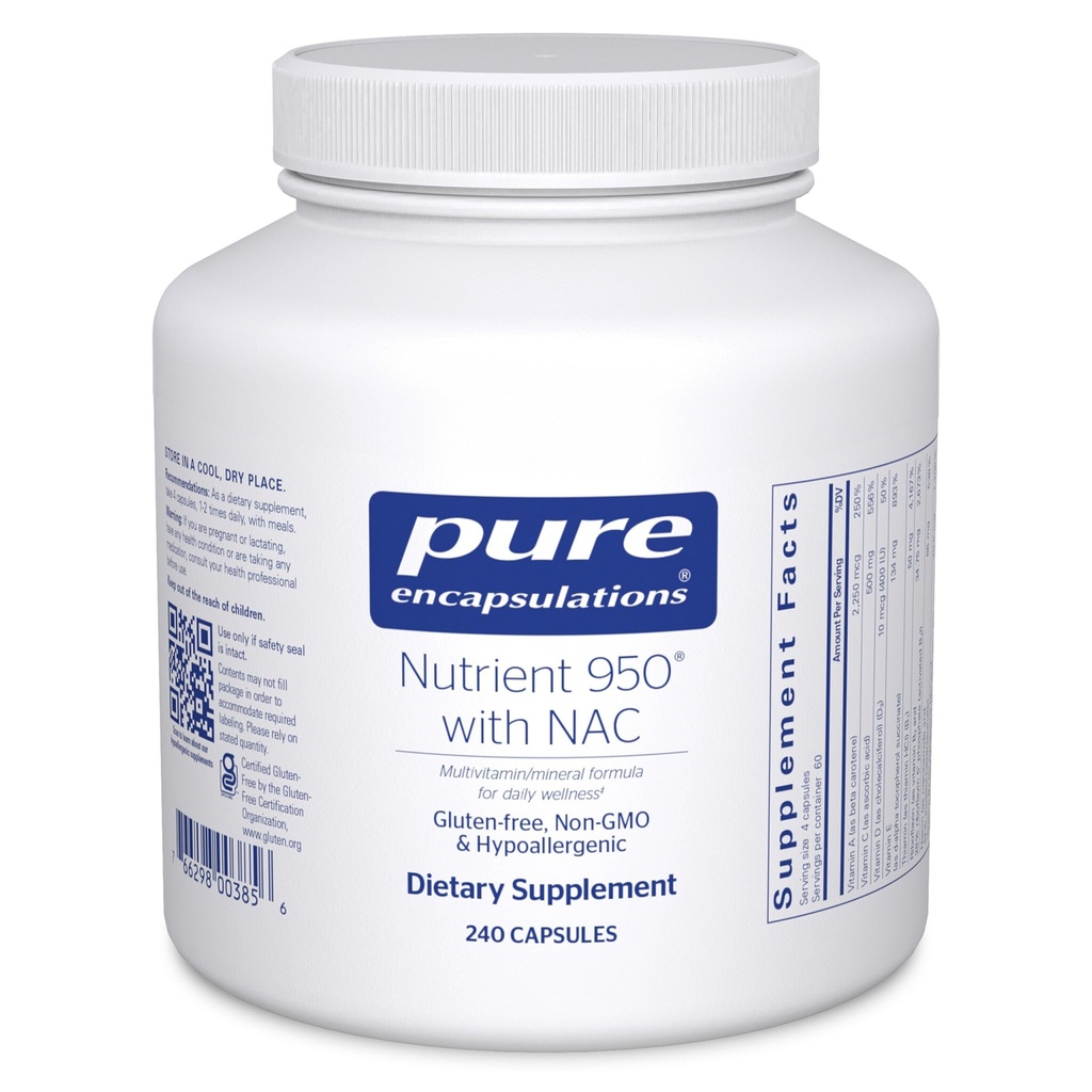 Encapsulaciones puras Nutrient 950 con NAC fort ayuda a proporcionar apoyo adicional inmunitario tención 240 cápsulas
