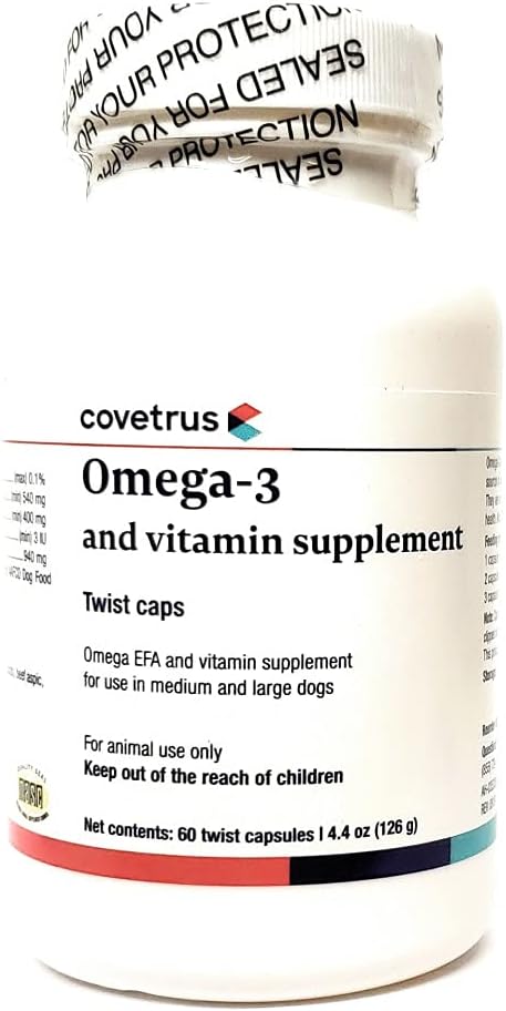 Omega-3 y vitamina Suplemento Twist Caps para perros medianos y grandes 60ct