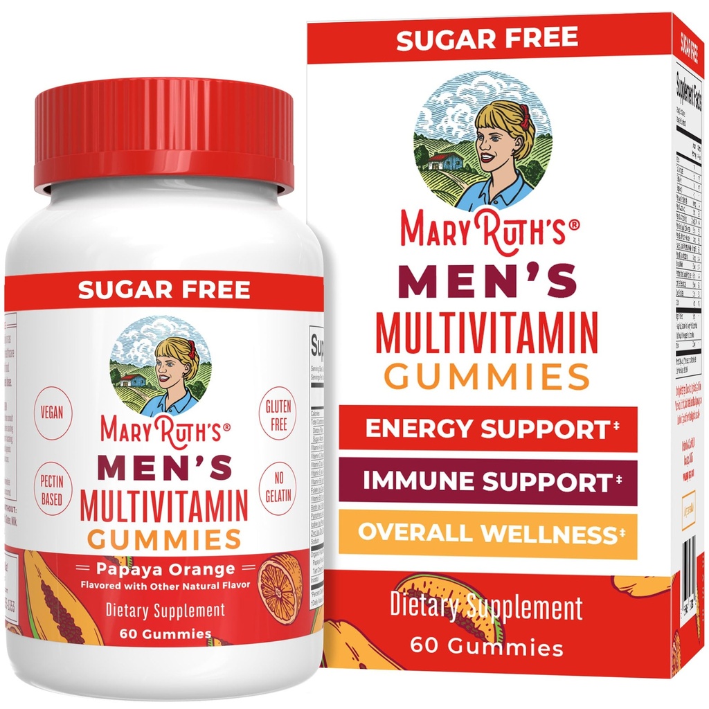 MaryRuth Orgánicas Gummies Multivitamínicas para Hombres   Vitaminas Vegan para Apoyo Inmunitario Silencio No-OMG &amp; Gluten Gratis Silencio 0g Azúcar Por Servir Silencio 60 Conde