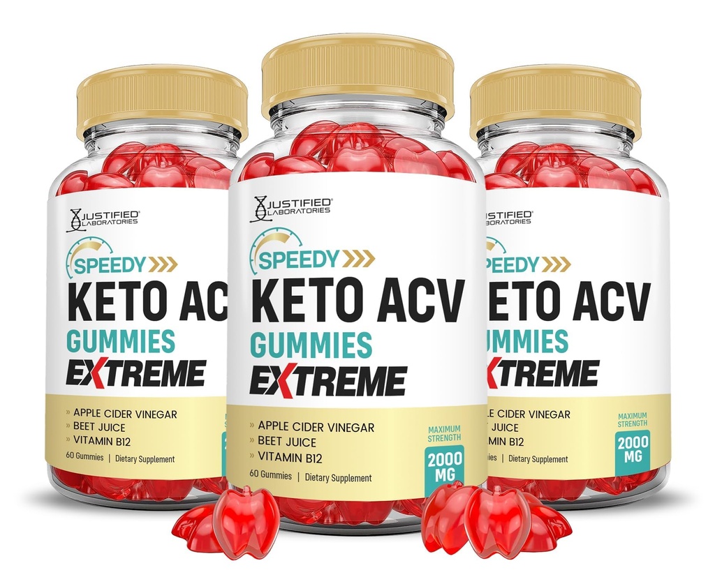 (3 Pack) Speedy Keto ACV Gummies Extreme 2000MG Speedy Keto Gummies Advanced Formula Apple Cider Vinegar with Pomegranate Beet Juice Powder B12 Vegan Non GMO 180 Gummys