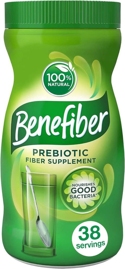 Benefiber Daily Prebiotic Dietary Fiber Supplement Powder for Digestive Health, 100% Natural, Clear and Taste-Free, 38 porciones / 5.4 onzas