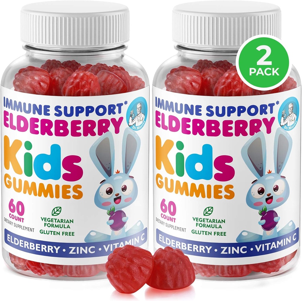 DR. MORITZ Gummies de arándano para niños y adultos (2 Pack) - Elderberry Vitamina C y Zinc para niños Immune Support - Vegetariano, Gluten Free