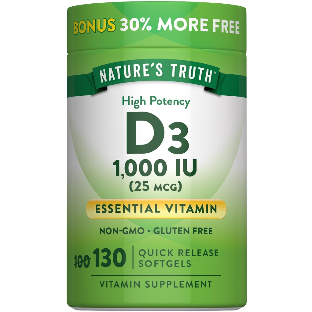 La verdad de la naturaleza Vitamina D3 1000 U Softgels ← High Potency Fórmula ← No Gluten
