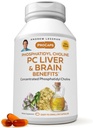 ANDREW LESSMAN PC Liver and Brain Benefits 60 Softgels - Phosphatidyl Choline, el bloque de construcción más importante para la estructura sana del hígado y del cerebro, función. Sin aditivos. Easy to Swallow Softgels