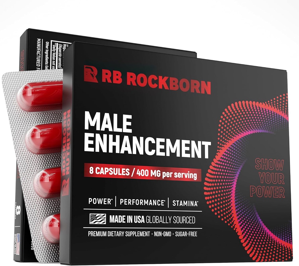 Suplemento herbal para la salud de los hombres con hierba de cabra cachonda y Tribulus Terrestris - Made in USA - 8 cápsulas