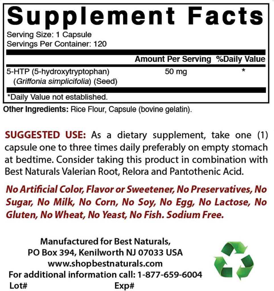 Best Naturals 5-HTP 50 mg " NAC - N Acetyl Cysteine 600 mg